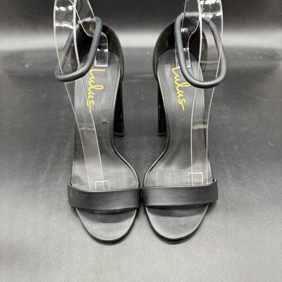 Lulus black Ankle strap open toe block heel womens size 5.5 strappy stiletto - Picture 3 of 6